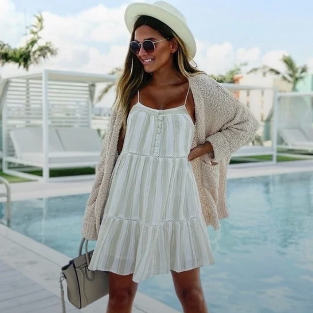 Urban Outfitters Honey Tiered Frock Mini Summer Dress Button Front Small